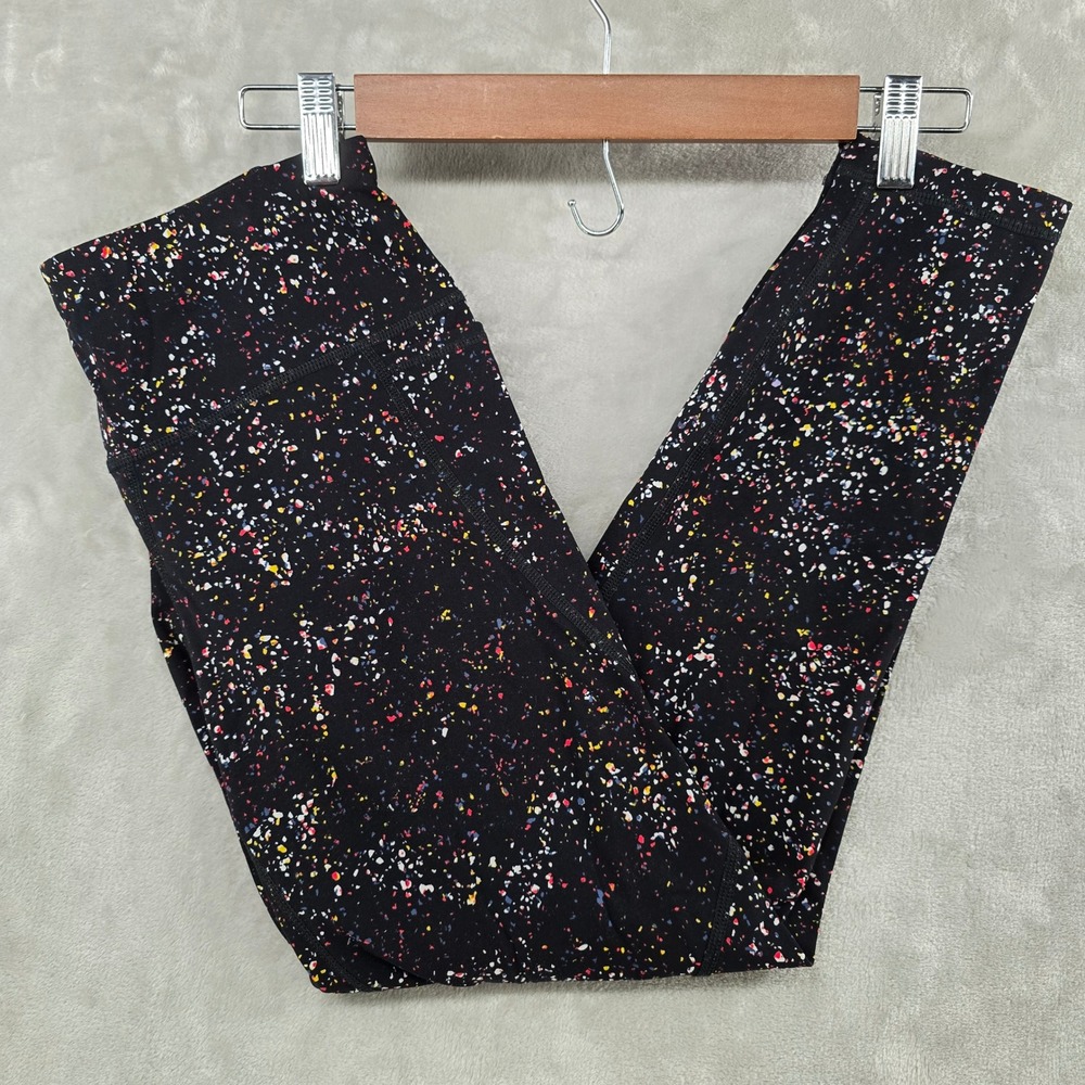 Sweaty Betty Women S Power 7/8 Leggings Black Multi Splatter Paint High Waisted